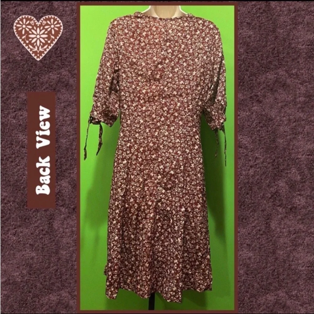 NWOT JRS L BOHO FLORAL SPRING SUMMER DRESS COTTAGECORE COUNTRYCORE CLARET - Picture 4 of 13